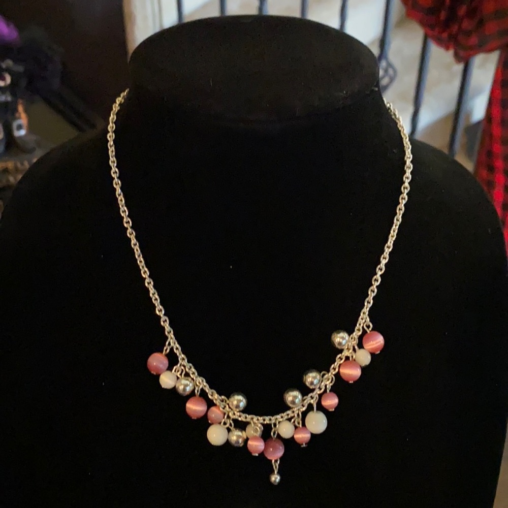 Vintage silver and pink necklace